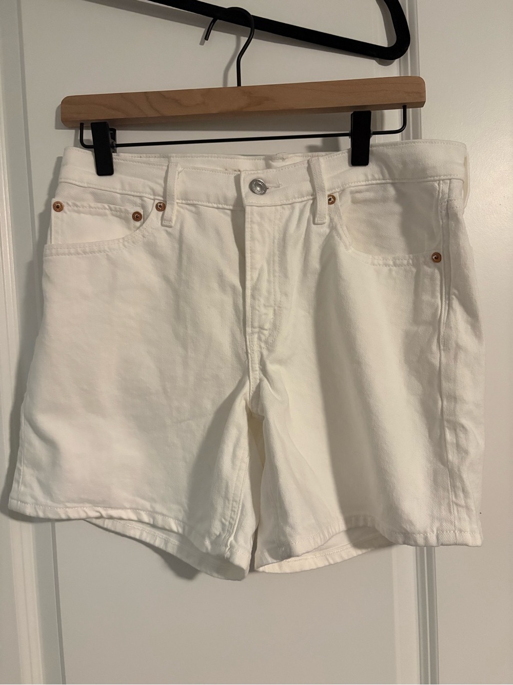 American Eagle Outfitters White Denim High-Rise Shorts